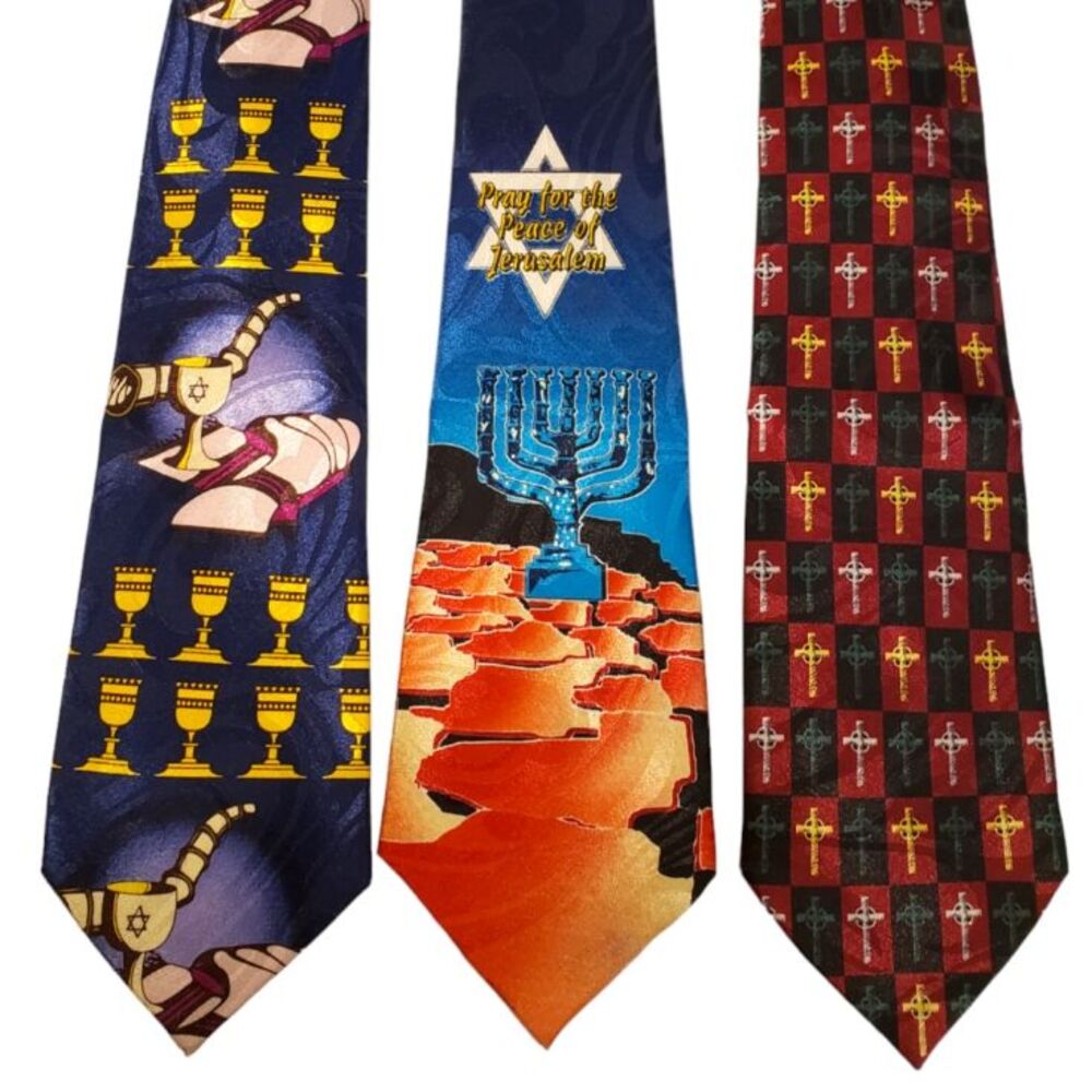 Religious Jewish Ties #2a - Lot of 3 Novelty Neckties NWT Going out of Business